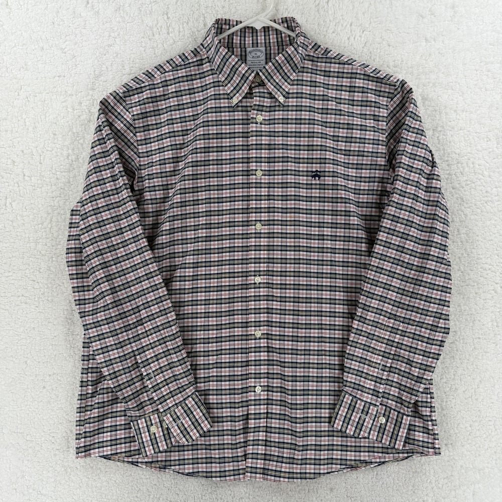 Brooks Brothers Shirt Mens XL Multicolor Plaid Long Sleeve Button Down Non Iron